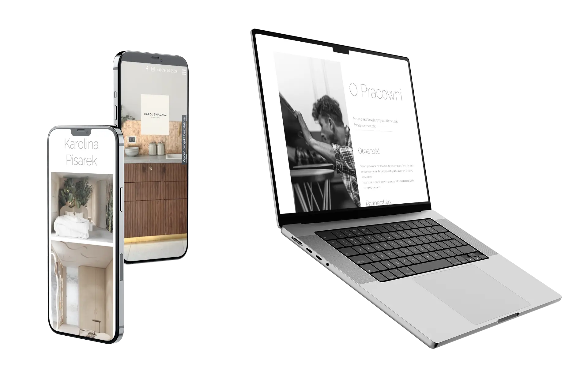 2 iphones and macbook pro mockups